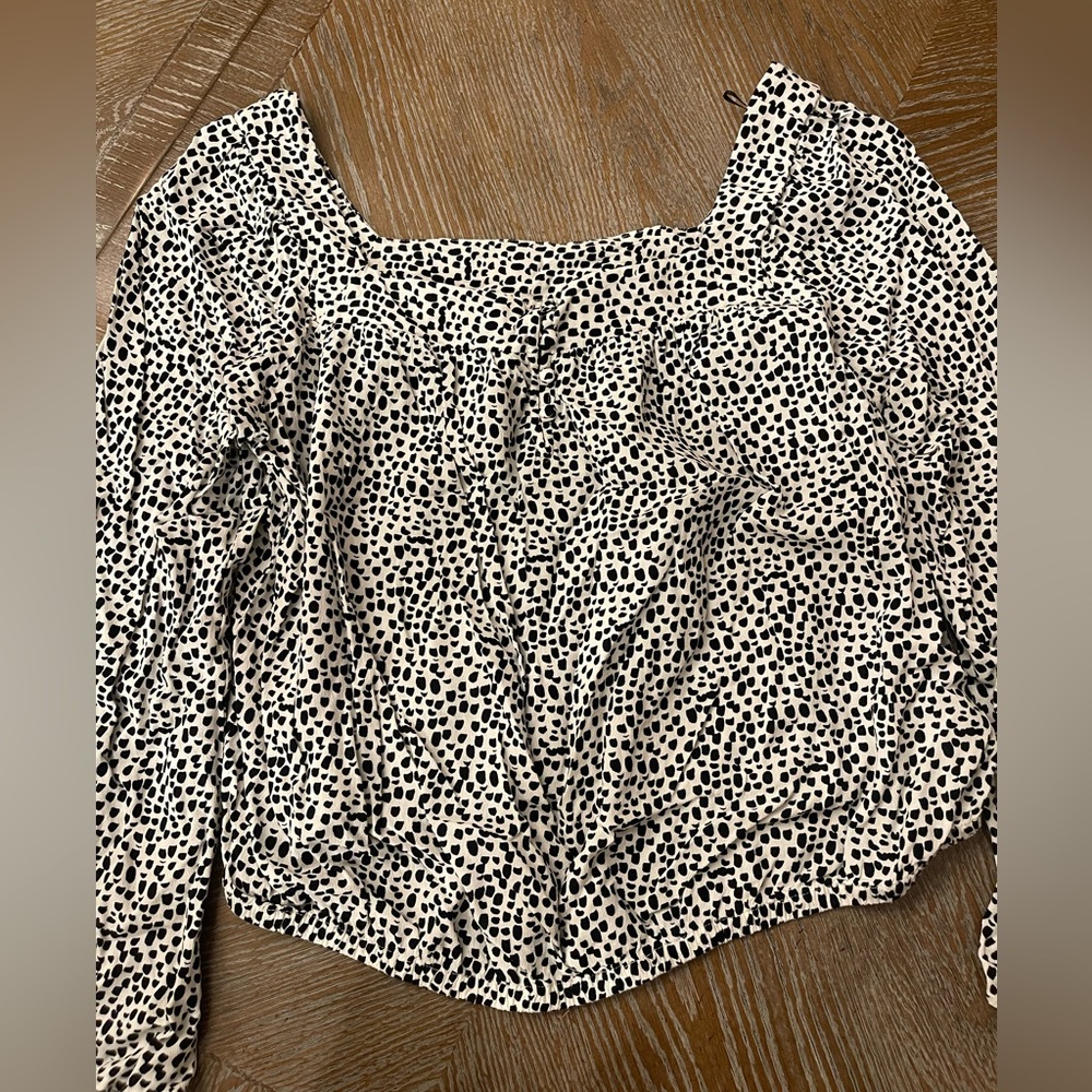 Express Black and Cream Patterned Blouse